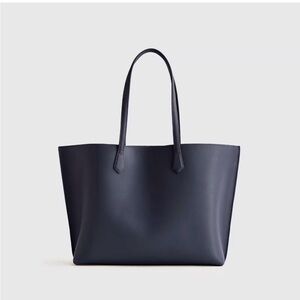Quince Black Italian leather shopper tote bag